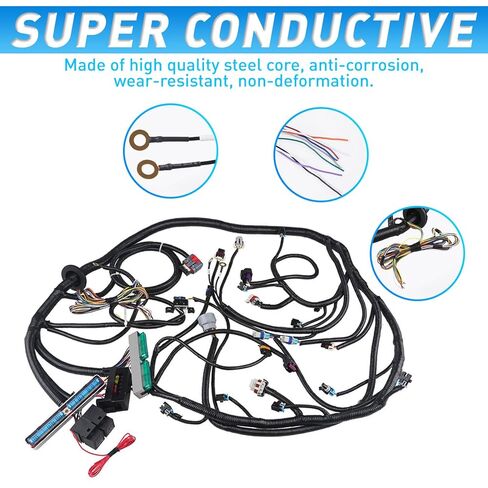 Standalone Wiring Harness for 1997-2004 GM DBW LS1 Vortec Engines 4.8L 5.3L 6.0L, Compatible with 4L60E & 4L80E Transmissions, Drive by Wire Throttle Body, LS Swap Harness in Kuwait