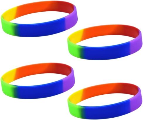 Blue Drop 4Pcs Rainbow Bracelets Silicone Rubber Pride LGBT Bracelets Lesbian Gay Wristbands Pride Day Jewelry for Women Men in Kuwait