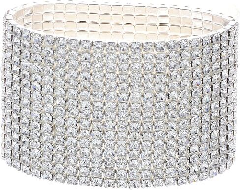 NYFASHION101 Clear Rhinestone Sparkling Pave Elastic Stretch Tennis Bracelet in Saudi Arabia