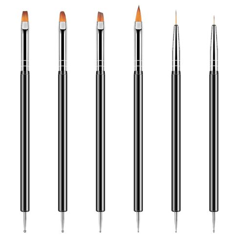 Artdone Nail Dotting Tools 6PCS Double-ended Nail Art Brushes Kit Nail Art Gel Polish Liner Brushes Design Pen For Nail Drawing And Nail Paint Brushes Small Detail Brushes in Kuwait