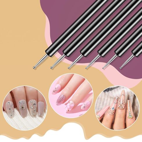 Artdone أدوات تنقيط الأظافر 6 قطع مزدوجة الأطراف مجموعة فرش طلاء الأظافر جل طلاء الأظافر فرش تصميم القلم لرسم الأظافر وفرش طلاء الأظافر فرش التفاصيل الصغيرة in Kuwait