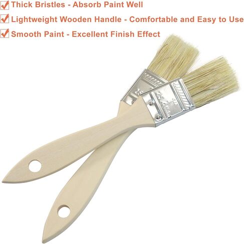 Chip Paint Brushes, 1 Inch Natural Bristle Wood Stain Brush Set for Drawing Staining Basting Dyeing Art Crafts - 10 Pack in Kuwait
