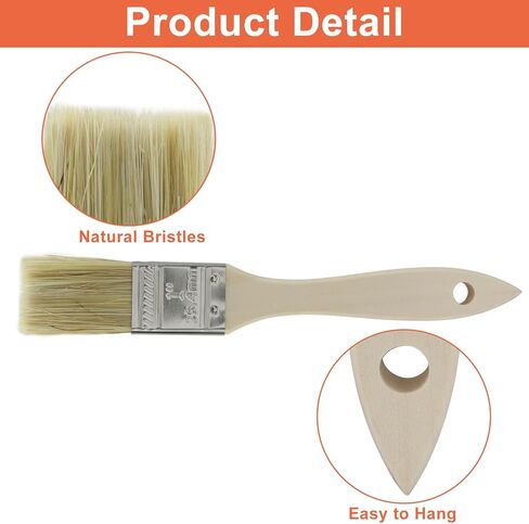 Chip Paint Brushes, 1 Inch Natural Bristle Wood Stain Brush Set for Drawing Staining Basting Dyeing Art Crafts - 10 Pack in Kuwait