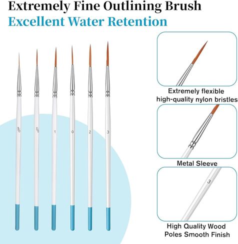 11PCS Script Liner Paintbrush Set Small Detail Paint Brushes Extra Long Fine Point Liner Tip Highly Flexible Liners Brush with Oil Painting Scraper for Acrylic Watercolor Oil Gouache Painting in Saudi Arabia