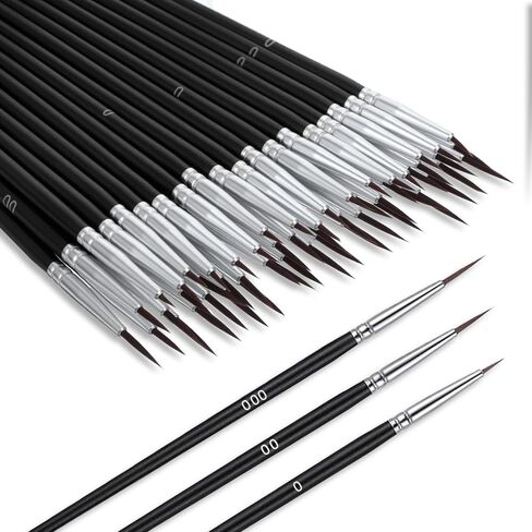 60Pcs Detail Paint Brushes Set with 3 Size #0#00#000, Fine Tip Liner Brushes for Miniature Painting, Thin Paint Brush for Nail Art, Watercolor, Acrylic, Oil, Crafts, Models, Detailing in Saudi Arabia