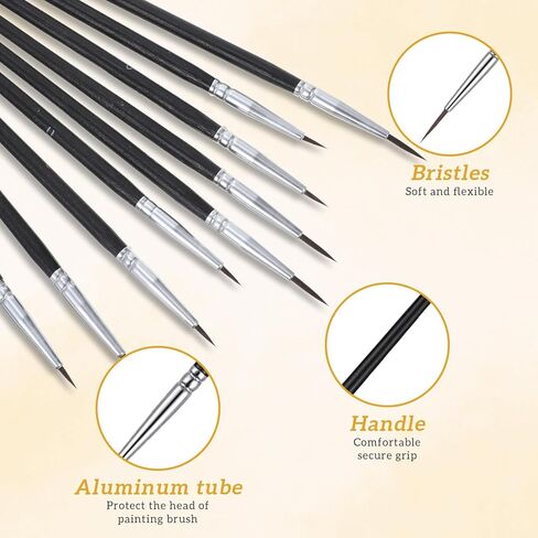 60Pcs Detail Paint Brushes Set with 3 Size #0#00#000, Fine Tip Liner Brushes for Miniature Painting, Thin Paint Brush for Nail Art, Watercolor, Acrylic, Oil, Crafts, Models, Detailing in Saudi Arabia