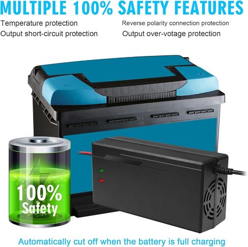 43.8V 10A Lithium Battery Charger for 36V LiFePO4 Battery, Fast Charging, High Efficiency, LED Indicator, Durable Design with Overheat Multiple Safety Protection for Golf Cart and RV in Saudi Arabia
