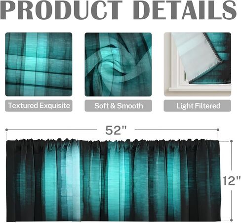 emvency 2 حزمة الستائر نافذة العلاجات، البط البري مخطط مجردة الزجاج الملمس ستائر التعتيم الستار قابل للتعديل للنوافذ غرفة المعيشة المطبخ فوق الحوض، 12x52 بوصة قضيب جيب الستائر in Kuwait