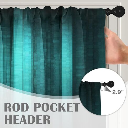 emvency 2 حزمة الستائر نافذة العلاجات، البط البري مخطط مجردة الزجاج الملمس ستائر التعتيم الستار قابل للتعديل للنوافذ غرفة المعيشة المطبخ فوق الحوض، 12x52 بوصة قضيب جيب الستائر in Kuwait