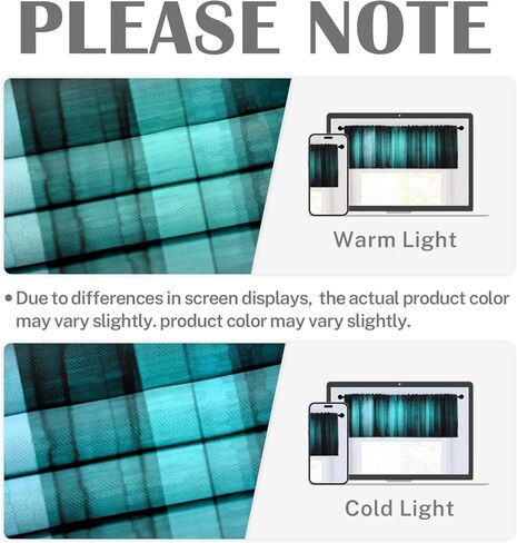 emvency 2 حزمة الستائر نافذة العلاجات، البط البري مخطط مجردة الزجاج الملمس ستائر التعتيم الستار قابل للتعديل للنوافذ غرفة المعيشة المطبخ فوق الحوض، 12x52 بوصة قضيب جيب الستائر in Kuwait