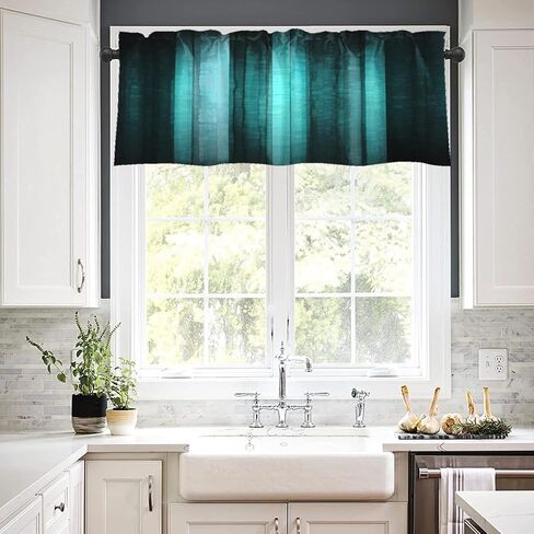 emvency 2 حزمة الستائر نافذة العلاجات، البط البري مخطط مجردة الزجاج الملمس ستائر التعتيم الستار قابل للتعديل للنوافذ غرفة المعيشة المطبخ فوق الحوض، 12x52 بوصة قضيب جيب الستائر in Kuwait