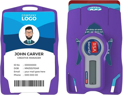 حامل شارة Sheildcase RSA Token، (يحمل ما يصل إلى 2 شارات و1 رمز RSA SecurID)، مقاوم للصدمات، أسود in Kuwait