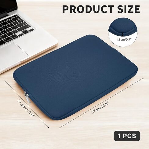 Laptop Case - Polyester Computer Sleeve Carrying Bag Shockproof Laptop Protective Cover for 14" Notebook, Dark Blue in Kuwait