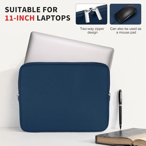 Laptop Case - Polyester Computer Sleeve Carrying Bag Shockproof Laptop Protective Cover for 14" Notebook, Dark Blue in Kuwait