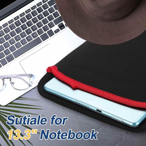 Laptop Case - Soft Computer Sleeve Carrying Bag Shockproof Laptop Protective Cover Universal for 13.3" Notebook, Red-Black in Kuwait