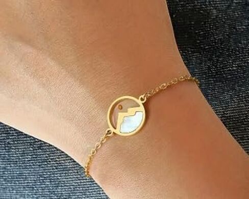 Isla & Wren Co. Gold & Mustard Seed of Faith Chain Link Bracelet, Mountain Design with Clear Inlay Charm Pendant, Adjustable Length, Fashion Jewelry for Women - Faith Hope Strength Gift Quality in Saudi Arabia