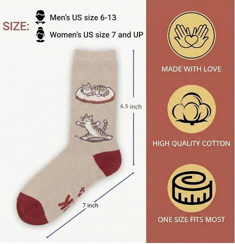 Funny Novelty Socks for Cat Dad Crazy Fun Crew Socks for Men Women Boyfriend Cool Unique Gifts for Birthday, Anniversary Soft Cotton Pattern Casual Dress Socks Size 6-13 Birthday Gift Ideas in Saudi Arabia