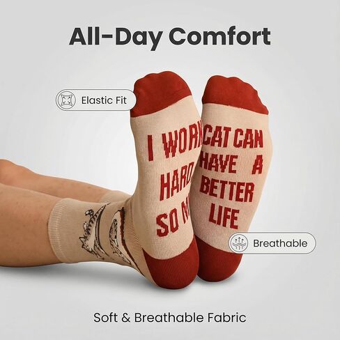 Funny Novelty Socks for Cat Dad Crazy Fun Crew Socks for Men Women Boyfriend Cool Unique Gifts for Birthday, Anniversary Soft Cotton Pattern Casual Dress Socks Size 6-13 Birthday Gift Ideas in Saudi Arabia