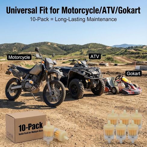 10 عبوات من فلتر الوقود المغناطيسي المضمن مقاس 3/16 بوصة، فلتر غاز عالمي للدراجات النارية، ATV، UTV، الدراجة الترابية، Go Kart، جزازة العشب والمحركات الصغيرة - يعزز حماية المحرك عن طريق محاصرة الحطام المعدني in Kuwait