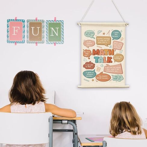 QWFFNBMU Math Talk Classroom Wall Decor, Math Wall Canvas Flag Banner Back to School Classroom Decoration for Elementary Middle School in Saudi Arabia