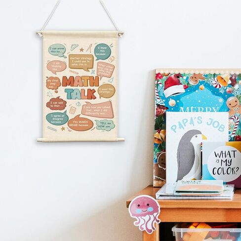 QWFFNBMU Math Talk Classroom Wall Decor, Math Wall Canvas Flag Banner Back to School Classroom Decoration for Elementary Middle School in Saudi Arabia