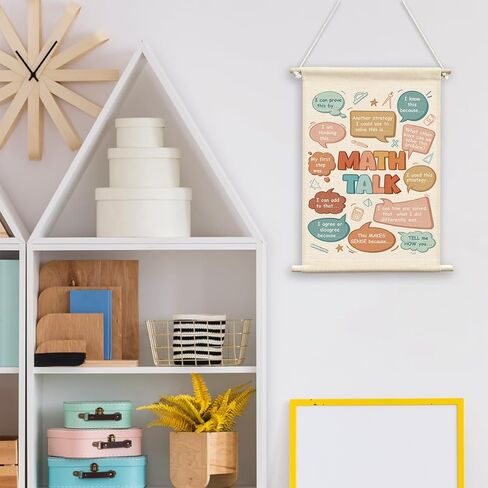 QWFFNBMU Math Talk Classroom Wall Decor, Math Wall Canvas Flag Banner Back to School Classroom Decoration for Elementary Middle School in Saudi Arabia