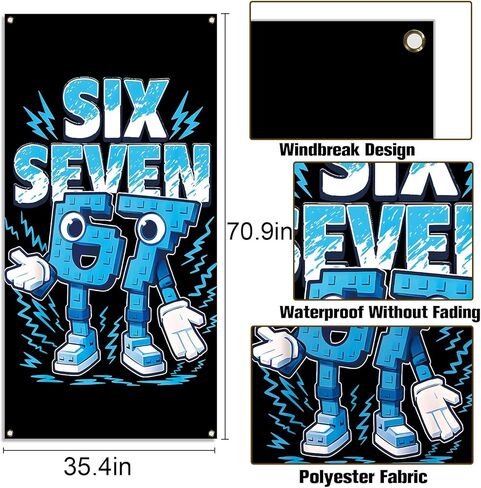 Funny 6 7 Meme Door Cover Italian Brainrot 67 Six Seven Birthday Party Decorations for School Classroom Office Home Door Banner in Kuwait