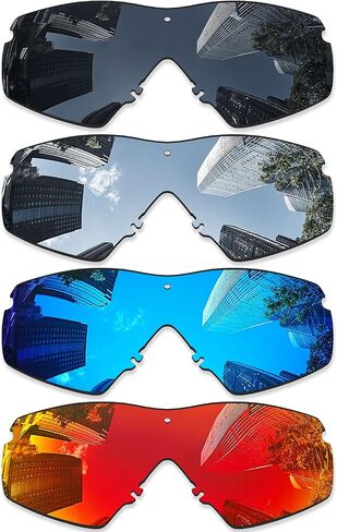 4 Pairs Ploarized Replacement Lenses for Oakley Si Ballistic M Frame 2.0/Si M Frame 2.0 OO9047 Sunglasses - Black + Silver Titanium + Ice Blue + Fire Red in Saudi Arabia