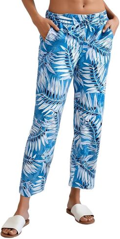 Linen Blend Cropped Trousers with Drawstring, Printed by Jones New York in Saudi Arabia