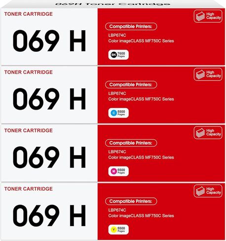 069H Toner Cartridge Set MF753Cdw - 4 Pack Compatible for Canon 069H Toner Cartridge Set 069 Works for Canon Color ImageCLASS Mf753cdw MF751Cdw MF752Cdw LBP674Cdw MF752Cdw MF756Cx LBP673Cdw (B/C/Y/M) in Kuwait