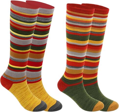 2 أزواج إمرأة بنات تأثيري مخطط جوارب طويلة إلى الركب جوارب مضحك الجدة رياضي طويل جوارب أنبوبية تدفئة الساق in Kuwait