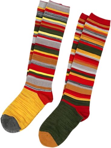 2 أزواج إمرأة بنات تأثيري مخطط جوارب طويلة إلى الركب جوارب مضحك الجدة رياضي طويل جوارب أنبوبية تدفئة الساق in Kuwait