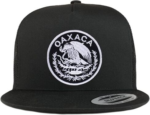 Trendy Apparel Shop Oversize XXL Oaxaca Mexico Patch 5 Panel Flatbill Trucker Cap in Saudi Arabia