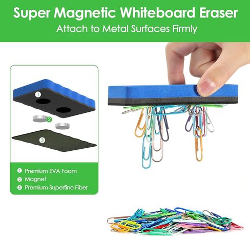 CREGEAR Magnetic Whiteboard Erasers, 4 Pack Dry Erase Board Erasers with Strong Magnet, Reusable Whiteboard Cleaning Pads for Whiteboard and Chalkboard Office Classroom Home, 4 Color, 4 x 2 x 0.6 Inch in Saudi Arabia