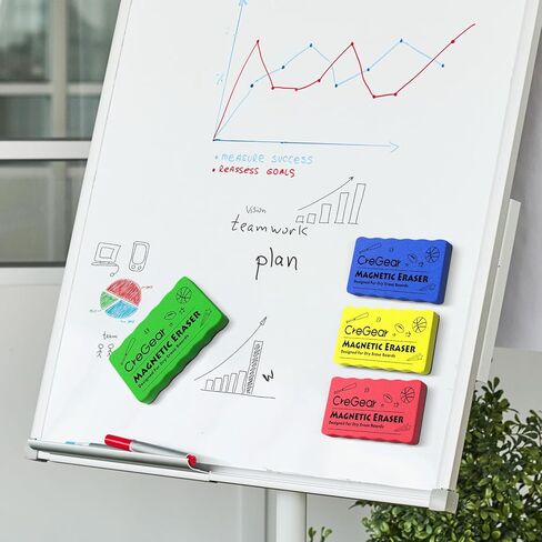 CREGEAR Magnetic Whiteboard Erasers, 4 Pack Dry Erase Board Erasers with Strong Magnet, Reusable Whiteboard Cleaning Pads for Whiteboard and Chalkboard Office Classroom Home, 4 Color, 4 x 2 x 0.6 Inch in Saudi Arabia