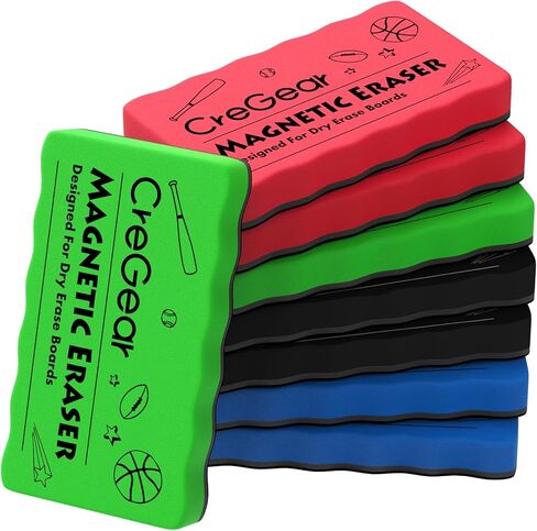 CREGEAR Magnetic Whiteboard Erasers, 4 Pack Dry Erase Board Erasers with Strong Magnet, Reusable Whiteboard Cleaning Pads for Whiteboard and Chalkboard Office Classroom Home, 4 Color, 4 x 2 x 0.6 Inch in Saudi Arabia