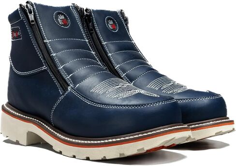 King Welt 333 Men’s Genuine Leather Work Boots – Dual Side Zipper, Non-Marking Oil-Resistant Slip-Resistant Sole, Reinforced Stitching in Kuwait