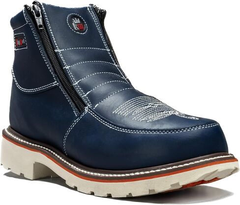 King Welt 333 Men’s Genuine Leather Work Boots – Dual Side Zipper, Non-Marking Oil-Resistant Slip-Resistant Sole, Reinforced Stitching in Saudi Arabia