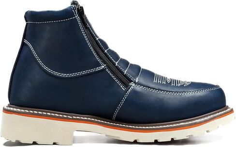 King Welt 333 Men’s Genuine Leather Work Boots – Dual Side Zipper, Non-Marking Oil-Resistant Slip-Resistant Sole, Reinforced Stitching in Saudi Arabia