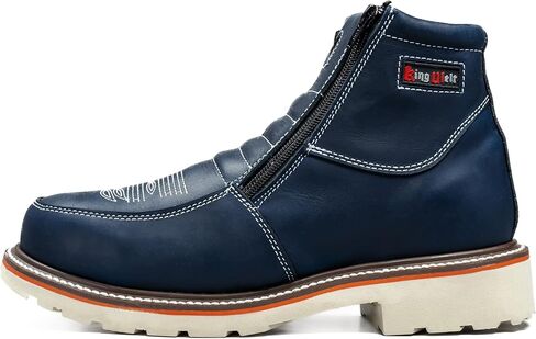 King Welt 333 Men’s Genuine Leather Work Boots – Dual Side Zipper, Non-Marking Oil-Resistant Slip-Resistant Sole, Reinforced Stitching in Saudi Arabia
