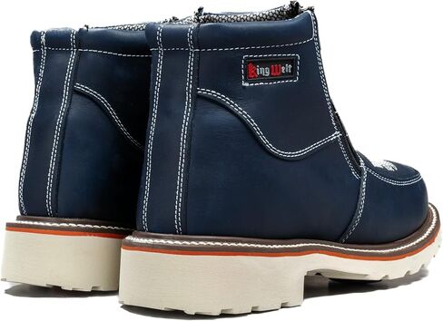 King Welt 333 Men’s Genuine Leather Work Boots – Dual Side Zipper, Non-Marking Oil-Resistant Slip-Resistant Sole, Reinforced Stitching in Saudi Arabia
