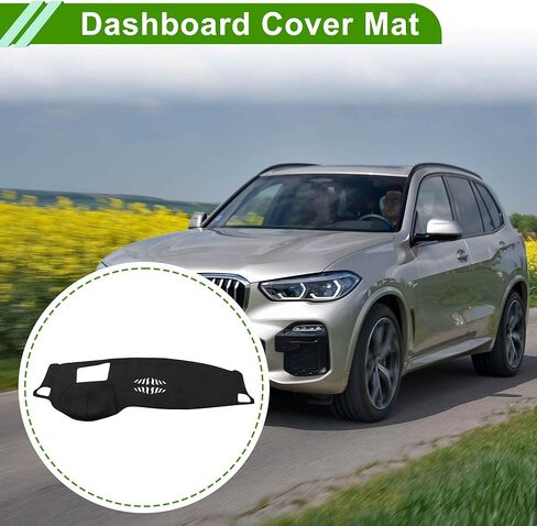 غطاء لوحة القيادة لسيارة BMW X5 F15 2014-2018 مع غطاء داش هود سجادة وحدة التحكم المركزية غطاء داش غطاء السيارة الداخلي مضاد للانزلاق فلانيل أسود قطعة واحدة in Saudi Arabia