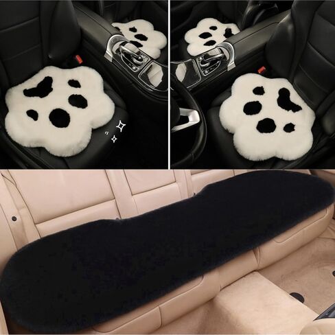 Fluffy Cat Paw Print Car Seat Cover for Universal Faux Sheepskin Fur Car Seat Covers Fuzzy Soft Plush Auto Seat Protector Pad (Pink, 2pcs Front Seat Cushions) in Saudi Arabia
