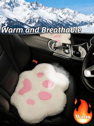 Fluffy Cat Paw Print Car Seat Cover for Universal Faux Sheepskin Fur Car Seat Covers Fuzzy Soft Plush Auto Seat Protector Pad (Pink, 2pcs Front Seat Cushions) in Saudi Arabia