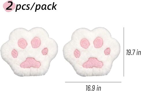 Fluffy Cat Paw Print Car Seat Cover for Universal Faux Sheepskin Fur Car Seat Covers Fuzzy Soft Plush Auto Seat Protector Pad (Pink, 2pcs Front Seat Cushions) in Saudi Arabia