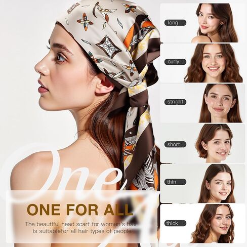 EasYoung 4Pcs 35" Silk Feeling Scarf Large Square Satin Head Scarf for Women, Square Scarf Bandanas for Sleeping in Kuwait