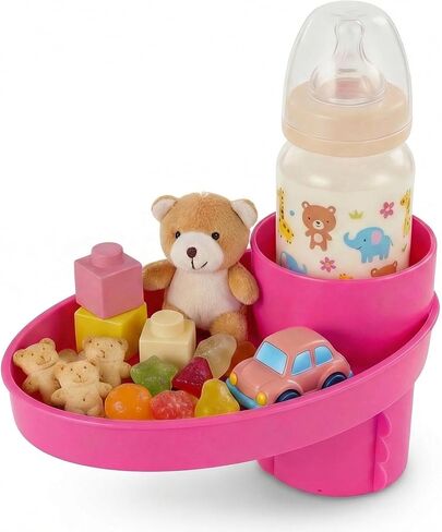 Car Seat Cup Holder Snack Tray - Easily Expands Cup Holder into 360° Cup & Travel Tray for Kids Car Seat, Booster, and Stroller(Blue) in Kuwait