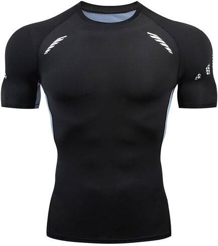 Men's Performance Compression T-Shirt, Moisture Wicking Breathable Workout Top with Mesh Panels in Saudi Arabia