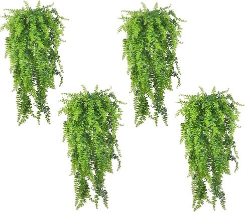 4 pcs Artificial Hanging Plants Fern Vine Fake Greenery Fern Persian Greenery Decor for Bedroom Office Party Garden Wall Room Decor Farmhouse in Saudi Arabia