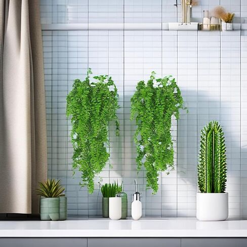 4 pcs Artificial Hanging Plants Fern Vine Fake Greenery Fern Persian Greenery Decor for Bedroom Office Party Garden Wall Room Decor Farmhouse in Saudi Arabia